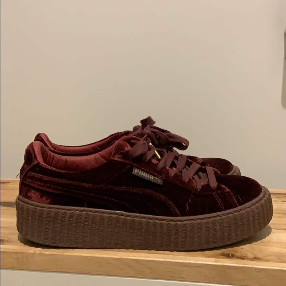 Burgundy Fenty by Rihanna platform sneakers